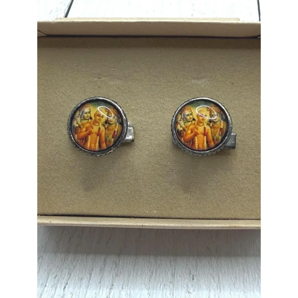 Vintage 1997 Winky & Dutch Krishna Cufflinks Men's Gold‎ Tone Accessories NIB